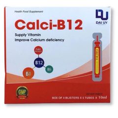 Siro Calci B12 Đại Uy - Bổ Sung Vitamin Nhóm B & Canxi Tăng Cường Sức Khỏe, Hộp 20 Ống x 10ml cho Trẻ Em & Người Lớn