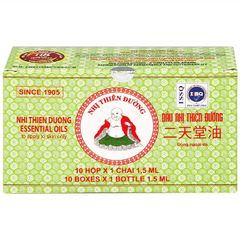 Dầu Gió Nhị Thiên Đường 1.5ML - Hộp 10 Chai, Mùi Thơm Thảo Mộc, Tiện Lợi Mang Theo, Giúp Thư Giãn Sau Ngày Dài