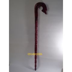 Combo Gậy Batoong gỗ đầu trạm thân  rồng - Kèm Cây xỏ giầy gỗ muồng đen KT 55cm