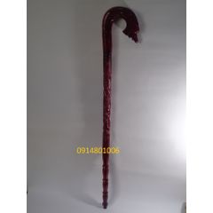 Combo Gậy Batoong gỗ đầu trạm thân  rồng - Kèm Cây xỏ giầy gỗ muồng đen KT 55cm