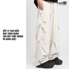Quần Ống Rộng Trombe - Quần Cargo Unisex Xếp Ly Phong Cách Streetwear Chất Liệu Kaki Thoải Mái Dễ Phối Đồ