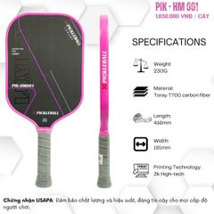(Xả kho) Vợt Pickleball HM 001 LUXURY Chính Hãng - Cacbon T700, Thiết Kế Khoa Học, 230g, Mặt Vợt Ma Sát, Hỗ Trợ Hiệu Suất Tối Đa