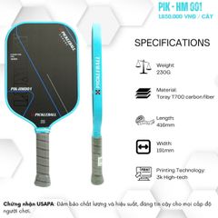 (Xả kho) Vợt Pickleball HM 001 LUXURY Chính Hãng - Cacbon T700, Thiết Kế Khoa Học, 230g, Mặt Vợt Ma Sát, Hỗ Trợ Hiệu Suất Tối Đa