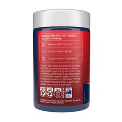 Viên uống Omega 3 Bioglan Red Krill Oil Double Strength 1000mg - Hỗ trợ tim mạch, cải thiện trí nhớ và sức khỏe não bộ