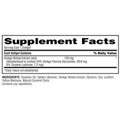 (Fullbox) Viên uống bổ não Ginkgo Biloba 120mg Trunature - bổ sung trí nhớ, giúp tâm trạng và sức khỏe não bộ cho mọi lứa tuổi