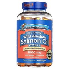 Dầu Cá Hồi Pure Alaska Omega 3 Wild Salmon Oil 1000mg - Bổ Sung Omega 3 210 Viên Hỗ Trợ Sức Khỏe Tim Mạch, Tăng Cường Tập Trung
