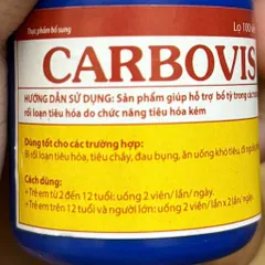 Viên uống Tiêu Đen Than Hoạt Tính Carbovis 100 Viên - Hỗ Trợ Tiêu Hóa, Giảm Đầy Bụng, Tiêu Chảy, Ợ Hơi Hữu Ích