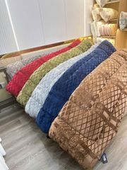 Chăn Lông Thỏ CoCo 2m3 x 2m - Họa Tiết Hoa Trà Sang Trọng, Ấm Áp, Thoải Mái Cho Giấc Ngủ Ngon