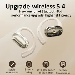 Tai nghe Bluetooth không dây O2 mới OWS V5.4 thể thao, chống nước IPX5, âm thanh 360 độ, giảm tiếng ồn, phù hợp cho chơi game và thể dục