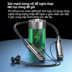 Tai Nghe Không Dây Đeo Cổ Bluetooth V5.3 Âm Thanh 9D Stereo Chơi Âm Nhạc Chất Lượng Cao - Tai Nghe Thể Thao Tiện Lợi, Thời Trang