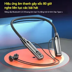 Tai Nghe Không Dây Đeo Cổ Bluetooth V5.3 Âm Thanh 9D Stereo Chơi Âm Nhạc Chất Lượng Cao - Tai Nghe Thể Thao Tiện Lợi, Thời Trang