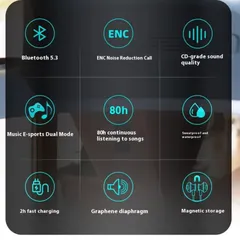 Tai Nghe Không Dây Đeo Cổ Bluetooth V5.3 Âm Thanh 9D Stereo Chơi Âm Nhạc Chất Lượng Cao - Tai Nghe Thể Thao Tiện Lợi, Thời Trang