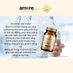Vitamin D3 Solgar 1000IU - Hỗ Trợ Chắc Khỏe Xương và Răng, Lọ 90 Viên Bổ Sung Vitamin D3 Cao, Chất Lượng Mỹ