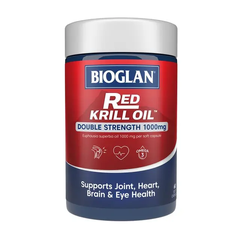 Bioglan Red Krill Oil Double Strength 1000mg - Hỗ Trợ Khớp, Tim & Não - 60 Viên Dầu Nhuyễn Thể Từ Úc