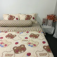 Bộ Chăn Ga Cotton Microfiber Mềm êm 5 Món Bọc Nệm Cao 20cm - Giấc Ngủ Tuyệt Vời, Thoáng Khí, An Toàn cho Da Nhạy Cảm