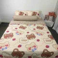 Bộ Chăn Ga Cotton Microfiber Mềm êm 5 Món Bọc Nệm Cao 20cm - Giấc Ngủ Tuyệt Vời, Thoáng Khí, An Toàn cho Da Nhạy Cảm