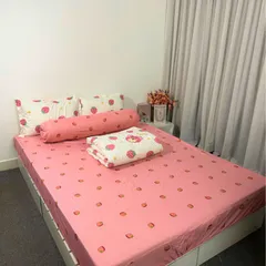 Bộ Chăn Ga Cotton Microfiber Cao Cấp 5 Món - Gối & Chăn Chần Bông êm ái, Bọc Nệm 20cm, Kháng Khuẩn, Thoáng Khí, Phù Hợp Mọi Mùa