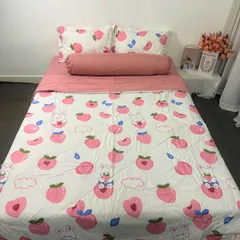 Bộ Chăn Ga Cotton Microfiber Cao Cấp 5 Món - Gối & Chăn Chần Bông êm ái, Bọc Nệm 20cm, Kháng Khuẩn, Thoáng Khí, Phù Hợp Mọi Mùa