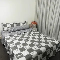 Bộ Chăn Ga Cotton Microfiber Cao Cấp 5 Món - Bọc Nệm 20cm, Êm Ái và Thoáng Khí, Giấc Ngủ Hoàn Hảo