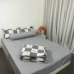 Bộ Chăn Ga Cotton Microfiber Cao Cấp 5 Món - Bọc Nệm 20cm, Êm Ái và Thoáng Khí, Giấc Ngủ Hoàn Hảo
