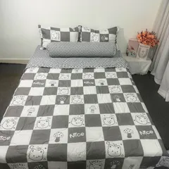 Bộ Chăn Ga Cotton Microfiber Cao Cấp 5 Món - Bọc Nệm 20cm, Êm Ái và Thoáng Khí, Giấc Ngủ Hoàn Hảo
