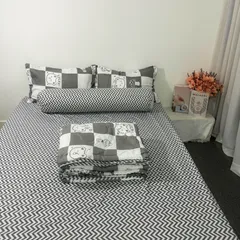 Bộ Chăn Ga Cotton Microfiber Cao Cấp 5 Món - Bọc Nệm 20cm, Êm Ái và Thoáng Khí, Giấc Ngủ Hoàn Hảo