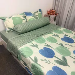 Bộ Chăn Ga Bọc Nệm Cao 20cm Microfiber Mềm Mại - 5 Món Tiêu Chuẩn, An Toàn, Thoáng Khí, Thiết Kế Sang Trọng