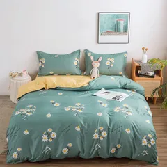 Bộ Chăn Ga Cotton Microfiber 5 Món - êm ái, nhẹ nhàng, bọc nệm cao 20cm, họa tiết 3D trang trí, cho giấc ngủ hoàn hảo.