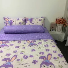 Bộ Chăn Ga Cotton Microfiber Mềm Êm Bọc Nệm Cao 20cm - 5 Món Cao Cấp Cho Giấc Ngủ Hoàn Hảo