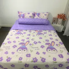 Bộ Chăn Ga Cotton Microfiber Mềm Êm Bọc Nệm Cao 20cm - 5 Món Cao Cấp Cho Giấc Ngủ Hoàn Hảo