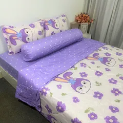 Bộ Chăn Ga Cotton Microfiber Mềm Êm Bọc Nệm Cao 20cm - 5 Món Cao Cấp Cho Giấc Ngủ Hoàn Hảo