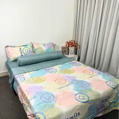 Bộ Chăn Ga Cotton Microfiber 5 Món Cao 20cm - Êm Mềm, Thoáng Khí, An Toàn, Thiết Kế Sang Trọng Cho Giấc Ngủ Hoàn Hảo