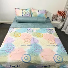 Bộ Chăn Ga Cotton Microfiber 5 Món Cao 20cm - Êm Mềm, Thoáng Khí, An Toàn, Thiết Kế Sang Trọng Cho Giấc Ngủ Hoàn Hảo