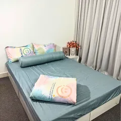Bộ Chăn Ga Cotton Microfiber 5 Món Cao 20cm - Êm Mềm, Thoáng Khí, An Toàn, Thiết Kế Sang Trọng Cho Giấc Ngủ Hoàn Hảo