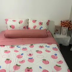 Bộ Chăn Ga Cotton Microfiber 5 Món - Bọc Nệm Cao 20cm, Êm Ái và Thoáng Khí, Giúp Giấc Ngủ Hoàn Hảo