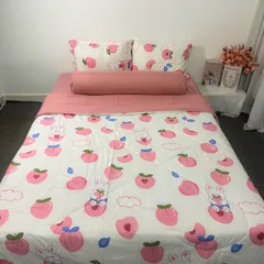 Bộ Chăn Ga Cotton Microfiber 5 Món - Bọc Nệm Cao 20cm, Êm Ái và Thoáng Khí, Giúp Giấc Ngủ Hoàn Hảo