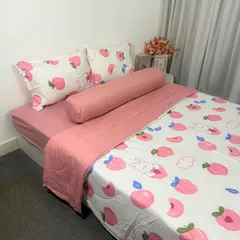 Bộ Chăn Ga Cotton Microfiber 5 Món - Bọc Nệm Cao 20cm, Êm Ái và Thoáng Khí, Giúp Giấc Ngủ Hoàn Hảo