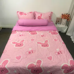 Bộ Chăn Ga Microfiber Cao Cấp 5 Món - Êm Ái, Thoáng Khí, Bọc Nệm 20cm - Giấc Ngủ Hoàn Hảo, An Toàn Cho Da Nhạy Cảm