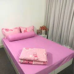 Bộ Chăn Ga Microfiber Cao Cấp 5 Món - Êm Ái, Thoáng Khí, Bọc Nệm 20cm - Giấc Ngủ Hoàn Hảo, An Toàn Cho Da Nhạy Cảm