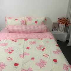 Bộ Chăn Ga Cotton Microfiber 5 Món Cao Cấp - êm ái, thoáng khí, bọc nệm cao 20cm, dễ vệ sinh, thiết kế sang trọng cho giấc ngủ hoàn hảo