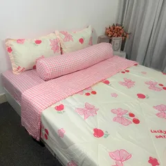 Bộ Chăn Ga Cotton Microfiber 5 Món Cao Cấp - êm ái, thoáng khí, bọc nệm cao 20cm, dễ vệ sinh, thiết kế sang trọng cho giấc ngủ hoàn hảo