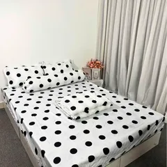 Bộ Chăn Ga Cotton Microfiber Cao Cấp 5 Món - Êm Ái, Thoáng Khí, An Toàn Cho Giấc Ngủ Tuyệt Vời 200x230cm