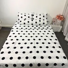 Bộ Chăn Ga Cotton Microfiber Cao Cấp 5 Món - Êm Ái, Thoáng Khí, An Toàn Cho Giấc Ngủ Tuyệt Vời 200x230cm