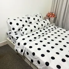 Bộ Chăn Ga Cotton Microfiber Cao Cấp 5 Món - Êm Ái, Thoáng Khí, An Toàn Cho Giấc Ngủ Tuyệt Vời 200x230cm
