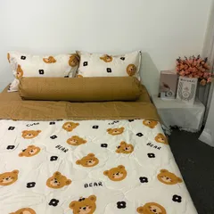 Bộ Chăn Ga Microfiber Cao Cấp 5 Món - Bọc Nệm 20cm, Vỏ Gối và Chăn Chần Bông Êm Ái, Giấc Ngủ Tuyệt Vời Mỗi Đêm