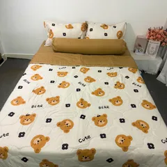 Bộ Chăn Ga Microfiber Cao Cấp 5 Món - Bọc Nệm 20cm, Vỏ Gối và Chăn Chần Bông Êm Ái, Giấc Ngủ Tuyệt Vời Mỗi Đêm