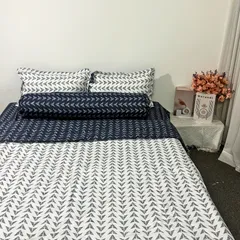Bộ Chăn Ga Bọc Nệm Cao 20cm Microfiber 5 Món - Chăn Chần Bông Êm Ái, Thiết Kế Sang Trọng, Hỗ Trợ Giấc Ngủ Tuyệt Vời