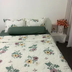 Bộ Chăn Ga Cotton Microfiber Cao Cấp 5 Món - Êm Ái, Thoáng Khí, Bọc Nệm Cao 20cm, Thiết Kế Sang Trọng, An Toàn Cho Gia Đình