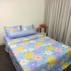 Bộ 5 Món Chăn Ga Cotton Microfiber Êm Mềm - Ga Bọc Nệm Cao 20cm, Vỏ Gối, Chăn Chần Bông Sang Trọng, Giấc Ngủ Tuyệt Vời