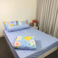 Bộ 5 Món Chăn Ga Cotton Microfiber Êm Mềm - Ga Bọc Nệm Cao 20cm, Vỏ Gối, Chăn Chần Bông Sang Trọng, Giấc Ngủ Tuyệt Vời